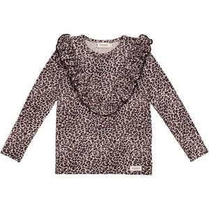 NEW MARMAR COPENHAGEN girls leopard ruffle top in purple